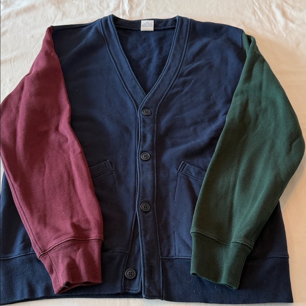 J. Crew Men's Cardigan in Navy, Burgundy, and Green